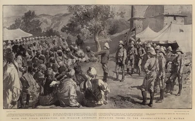 Met de Tirah-expeditie, Sir William Lockhart dicteert voorwaarden aan de Orakzai-Afridis in Maidan